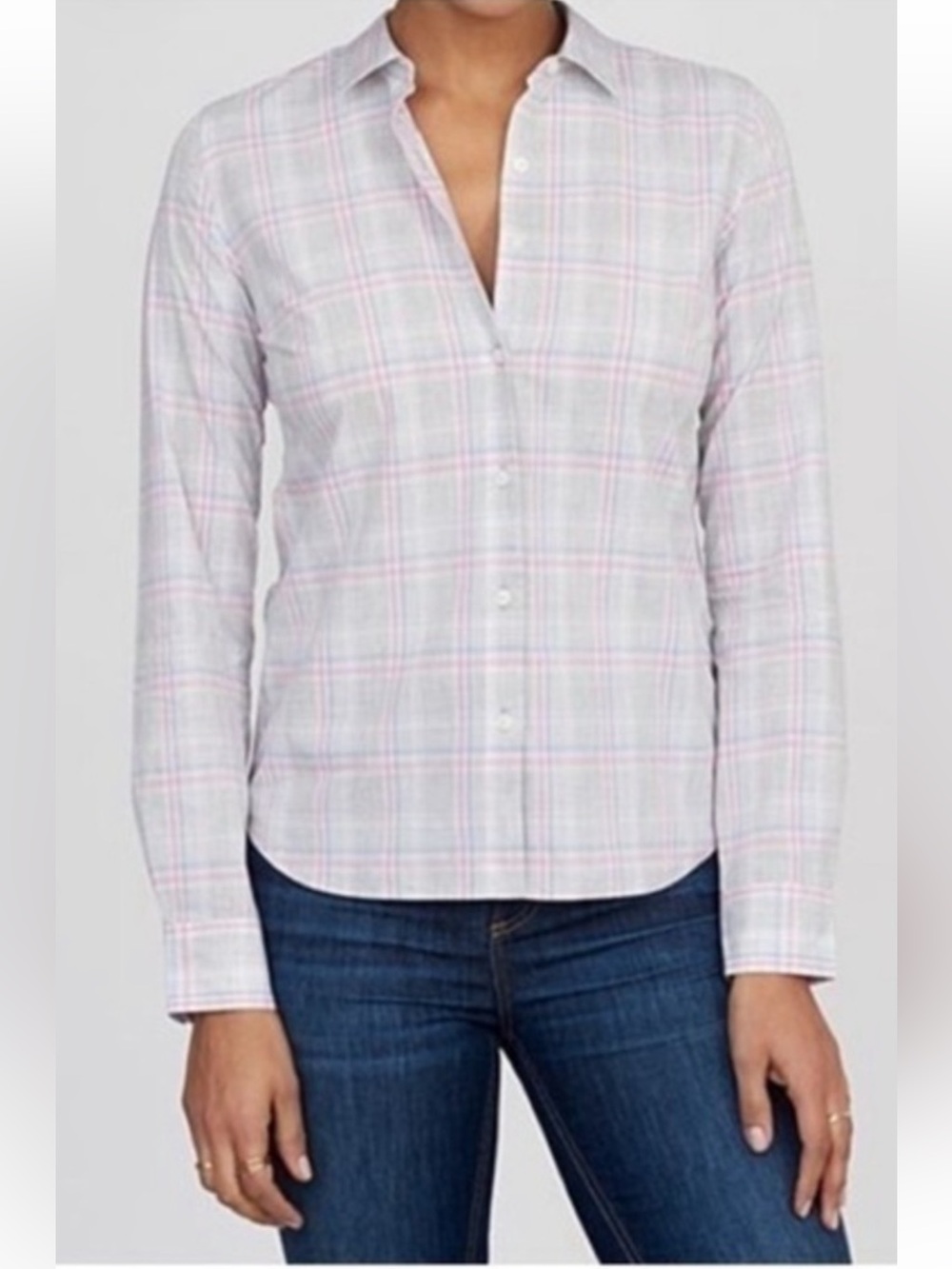 Untuckit chasseles elitesClassic Plaid Button-Down Shirt - Light Gray with Pink